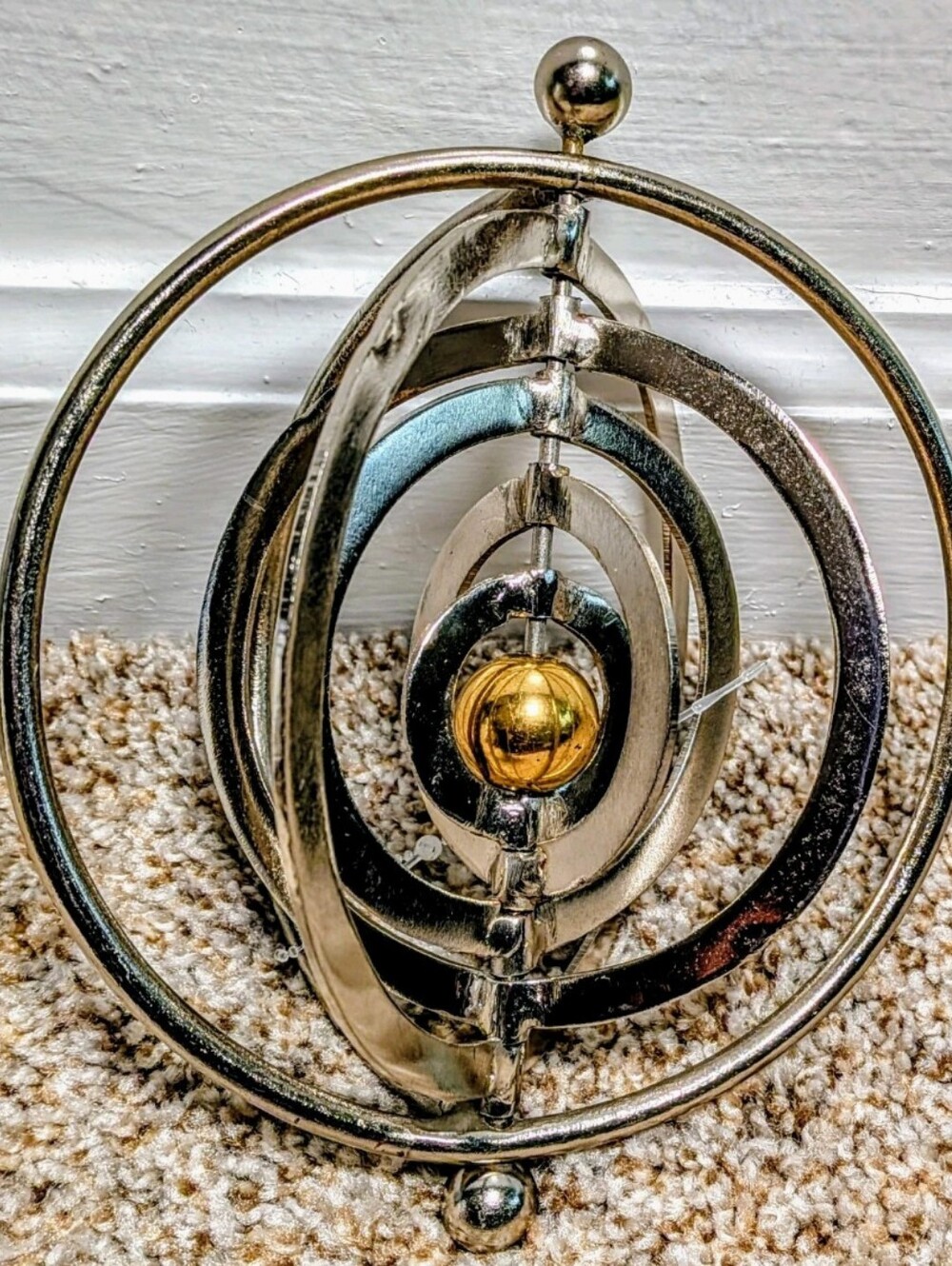 Modern Metal Astro Orb Silver Gold Desk Decor 7x5 Inches